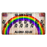 Hawaii Rainbow Island Time Cut License Plate Strips (Set of 8) Percent Sign