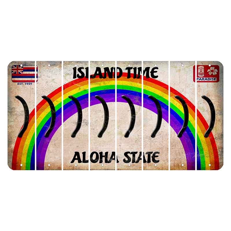 Hawaii Rainbow Island Time Cut License Plate Strips (Set of 8) Parenthesis - Right