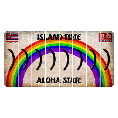 Hawaii Rainbow Island Time Cut License Plate Strips (Set of 8) Parenthesis - Right