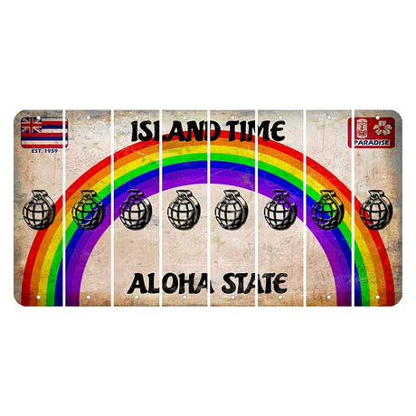 Hawaii Rainbow Island Time Cut License Plate Strips (Set of 8) Grenade