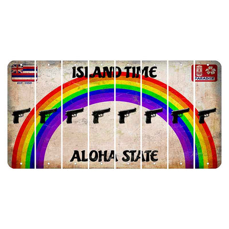 Hawaii Rainbow Island Time Cut License Plate Strips (Set of 8) Handgun
