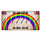 Hawaii Rainbow Island Time Cut License Plate Strips (Set of 8) Shotgun