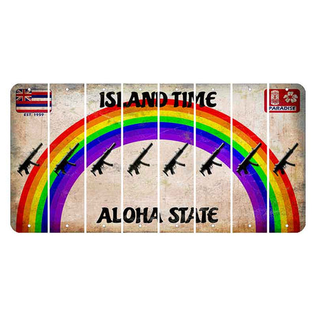 Hawaii Rainbow Island Time Cut License Plate Strips (Set of 8) Submachine Gun