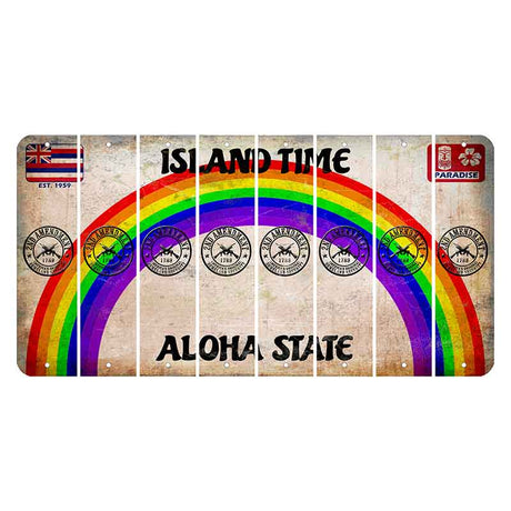 Hawaii Rainbow Island Time Cut License Plate Strips (Set of 8) 2nd Amendment