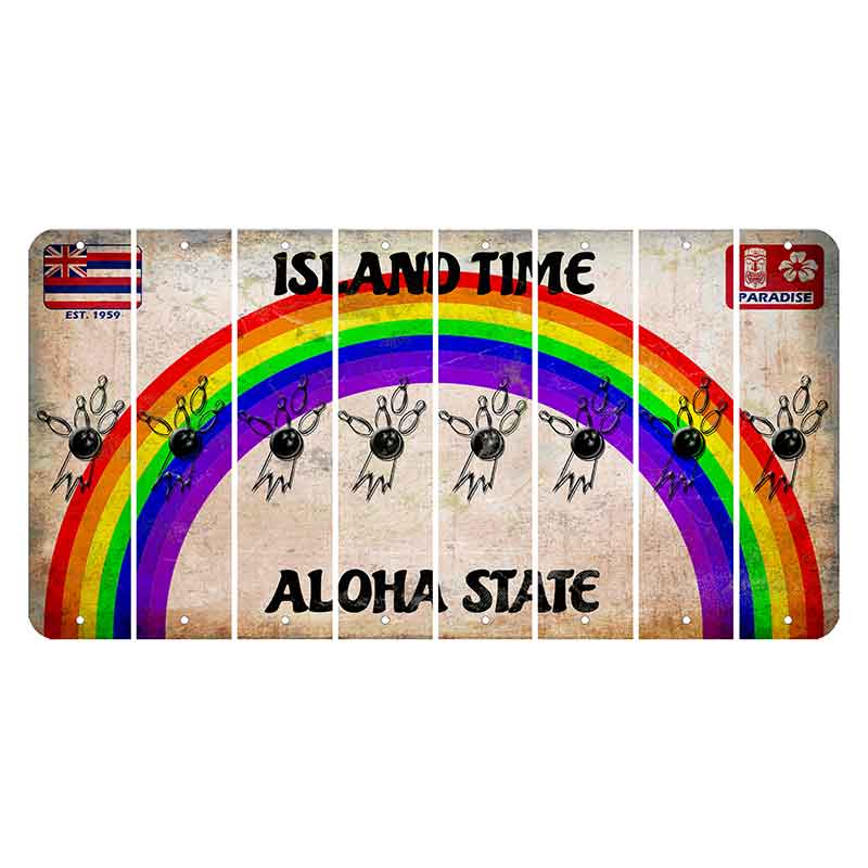 Hawaii Rainbow Island Time Cut License Plate Strips (Set of 8) Bowling