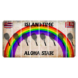 Hawaii Rainbow Island Time Cut License Plate Strips (Set of 8) Tennis Racket