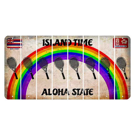 Hawaii Rainbow Island Time Cut License Plate Strips (Set of 8) Tennis Racket