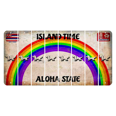 Hawaii Rainbow Island Time Cut License Plate Strips (Set of 8) Dog