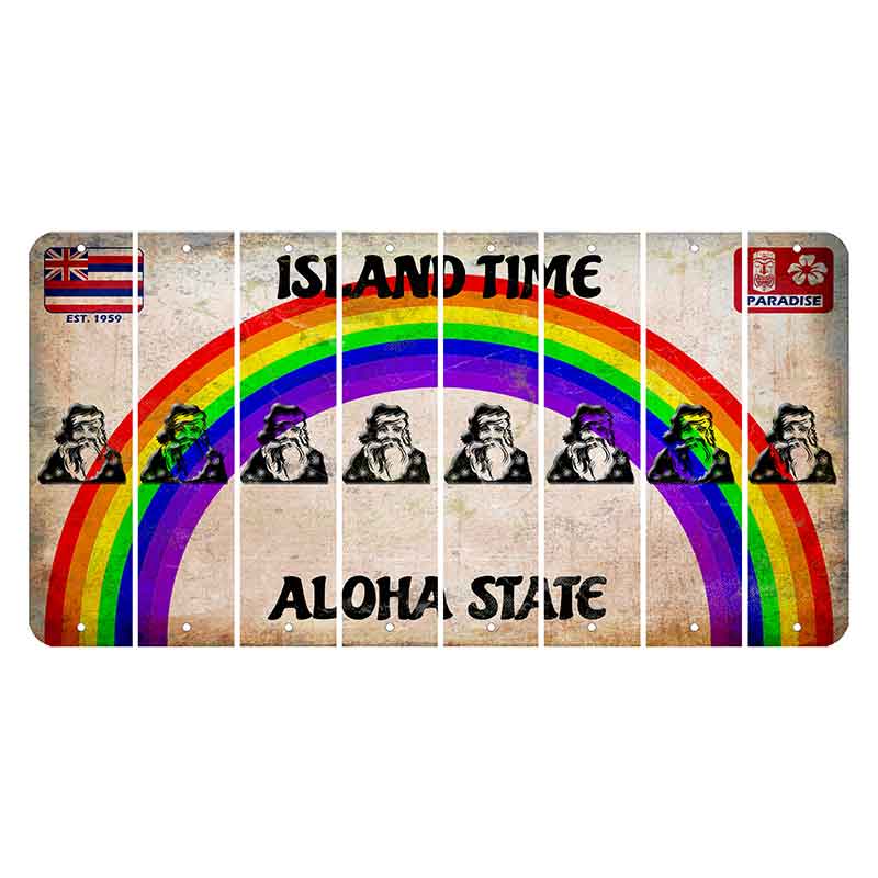 Hawaii Rainbow Island Time Cut License Plate Strips (Set of 8) Santa Claus