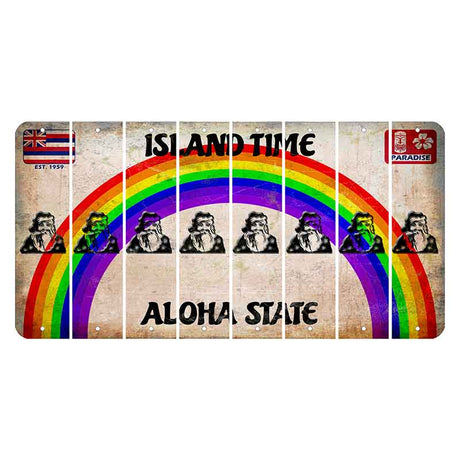 Hawaii Rainbow Island Time Cut License Plate Strips (Set of 8) Santa Claus