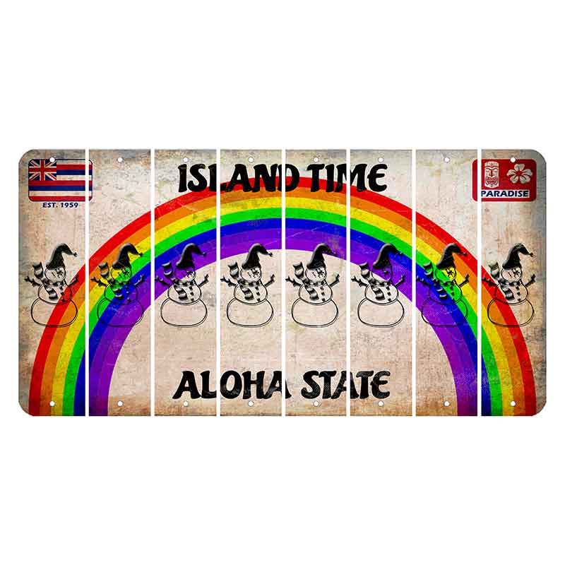 Hawaii Rainbow Island Time Cut License Plate Strips (Set of 8) Snowman