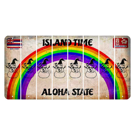 Hawaii Rainbow Island Time Cut License Plate Strips (Set of 8) Snowman