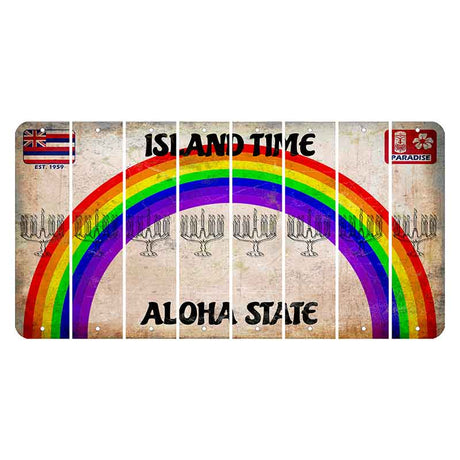 Hawaii Rainbow Island Time Cut License Plate Strips (Set of 8) Menorah