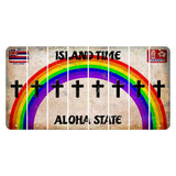 Hawaii Rainbow Island Time Cut License Plate Strips (Set of 8) Cross