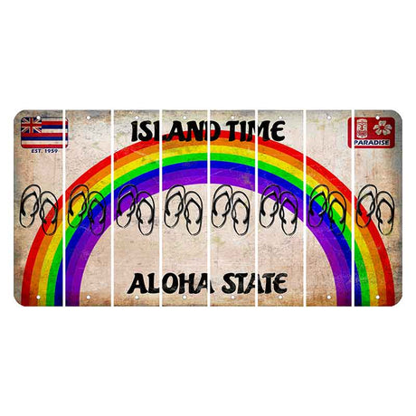 Hawaii Rainbow Island Time Cut License Plate Strips (Set of 8) Flip Flops