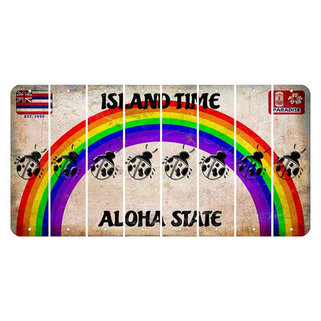 Hawaii Rainbow Island Time Cut License Plate Strips (Set of 8) Ladybug