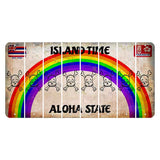 Hawaii Rainbow Island Time Cut License Plate Strips (Set of 8) Skull & Bones