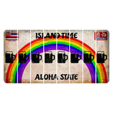 Hawaii Rainbow Island Time Cut License Plate Strips (Set of 8) Beer Mug