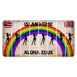 Hawaii Rainbow Island Time Cut License Plate Strips (Set of 8) Female Golfer