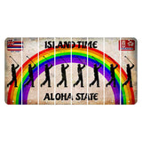 Hawaii Rainbow Island Time Cut License Plate Strips (Set of 8) Male Golfer