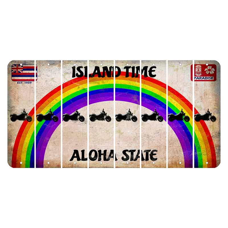 Hawaii Rainbow Island Time Cut License Plate Strips (Set of 8) Motorcycle