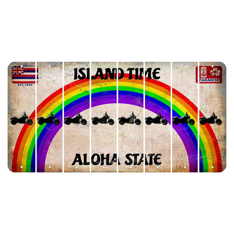 Hawaii Rainbow Island Time Cut License Plate Strips (Set of 8) Motorcycle