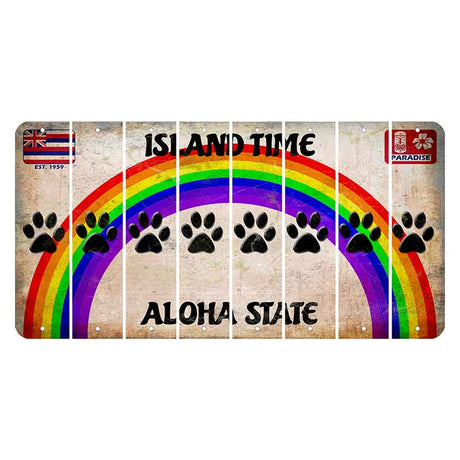 Hawaii Rainbow Island Time Cut License Plate Strips (Set of 8) Dog Paw