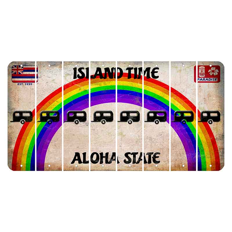 Hawaii Rainbow Island Time Cut License Plate Strips (Set of 8) Trailer