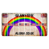 Hawaii Rainbow Island Time Cut License Plate Strips (Set of 8) American Flag