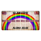 Hawaii Rainbow Island Time Cut License Plate Strips (Set of 8) State Flag