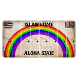 Hawaii Rainbow Island Time Cut License Plate Strips (Set of 8) State Silhouette
