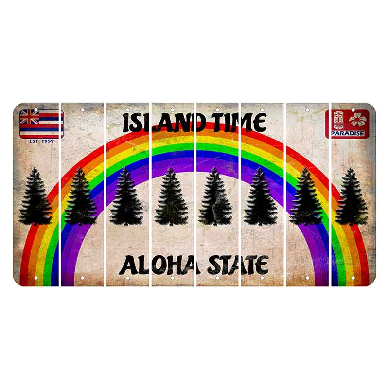 Hawaii Rainbow Island Time Cut License Plate Strips (Set of 8) Pine Tree