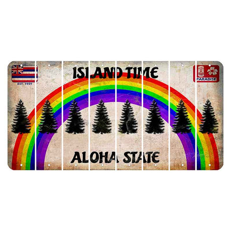 Hawaii Rainbow Island Time Cut License Plate Strips (Set of 8) Pine Tree