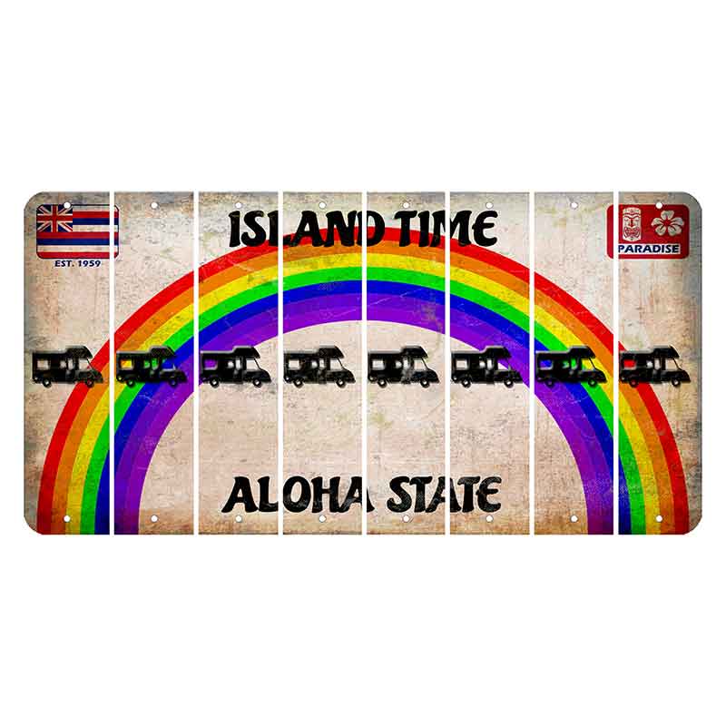 Hawaii Rainbow Island Time Cut License Plate Strips (Set of 8) Camper