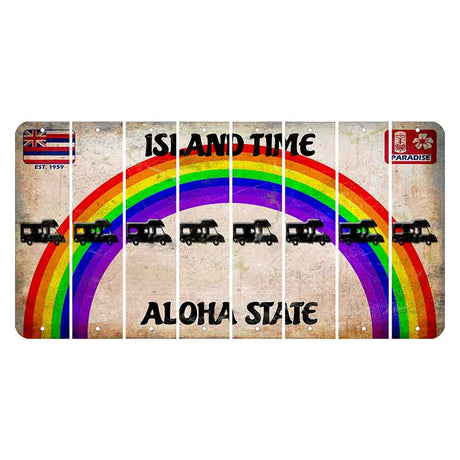 Hawaii Rainbow Island Time Cut License Plate Strips (Set of 8) Camper