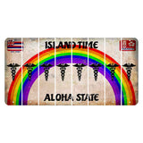 Hawaii Rainbow Island Time Cut License Plate Strips (Set of 8) Caduceus