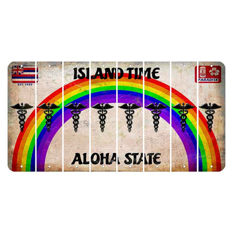Hawaii Rainbow Island Time Cut License Plate Strips (Set of 8) Caduceus