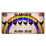 Hawaii Rainbow Island Time Cut License Plate Strips (Set of 8) Chicken