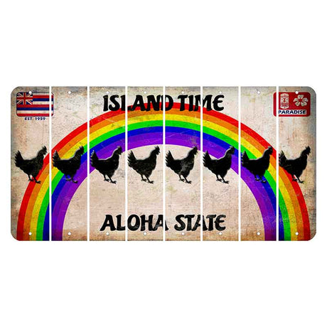 Hawaii Rainbow Island Time Cut License Plate Strips (Set of 8) Chicken