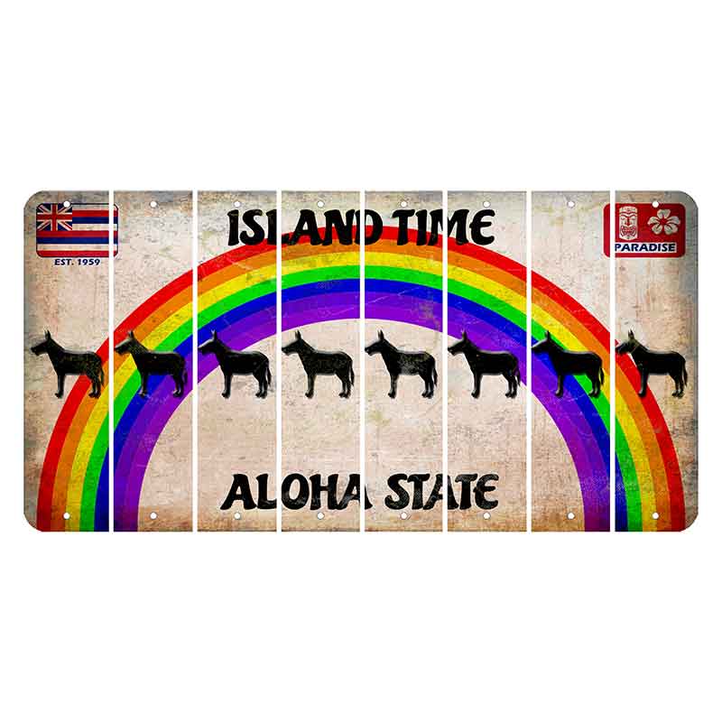Hawaii Rainbow Island Time Cut License Plate Strips (Set of 8) Donkey