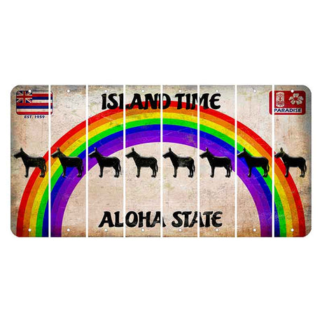Hawaii Rainbow Island Time Cut License Plate Strips (Set of 8) Donkey