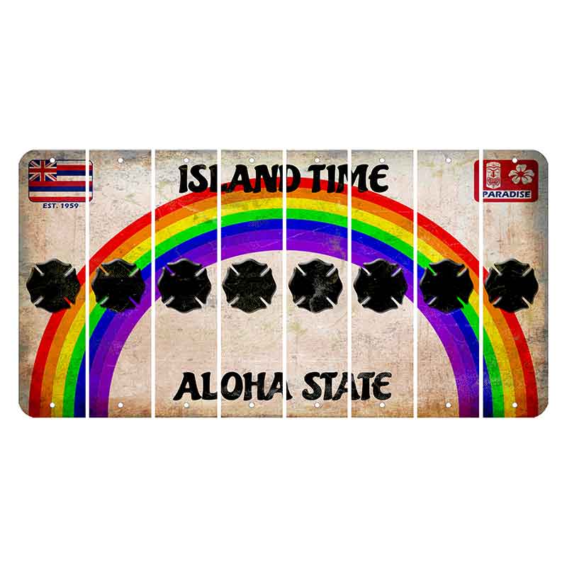 Hawaii Rainbow Island Time Cut License Plate Strips (Set of 8) Fire Badge