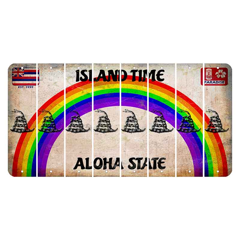 Hawaii Rainbow Island Time Cut License Plate Strips (Set of 8) Gadsden