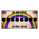 Hawaii Rainbow Island Time Cut License Plate Strips (Set of 8) Police Badge