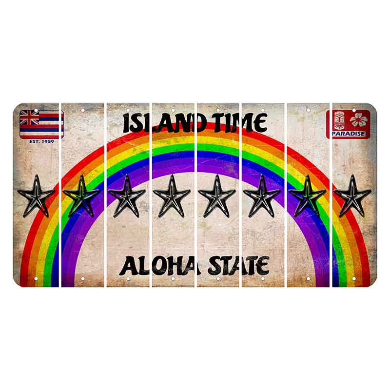 Hawaii Rainbow Island Time Cut License Plate Strips (Set of 8) Star Fish