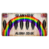 Hawaii Rainbow Island Time Cut License Plate Strips (Set of 8) Surfboard