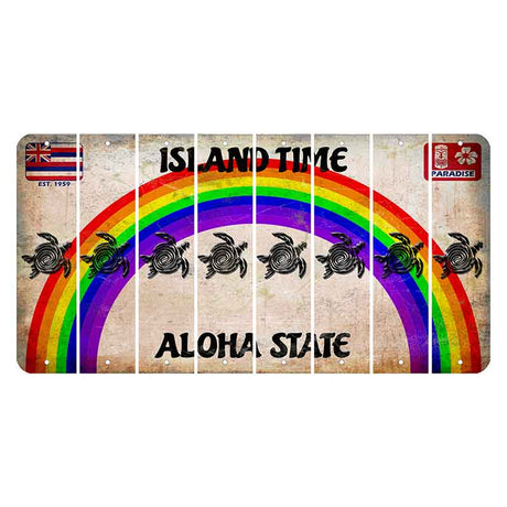 Hawaii Rainbow Island Time Cut License Plate Strips (Set of 8) Sea Turtle