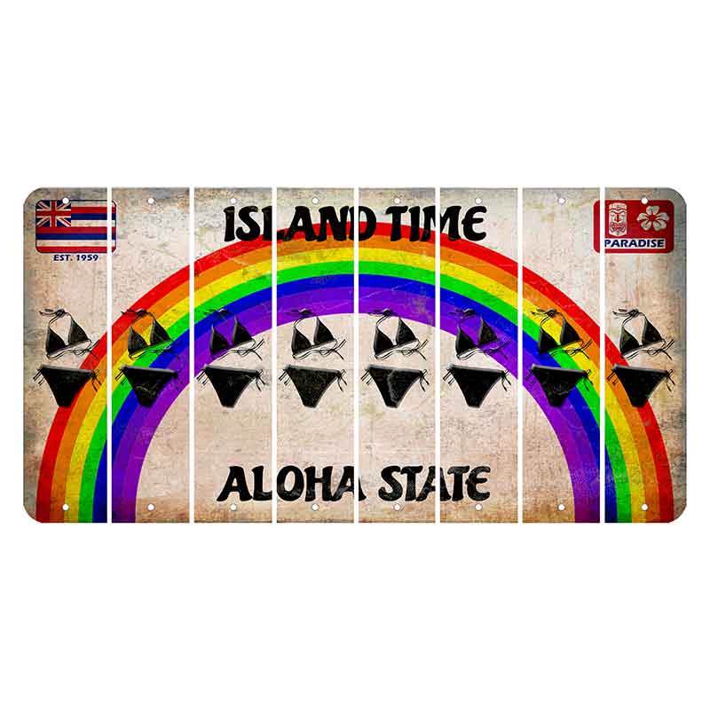 Hawaii Rainbow Island Time Cut License Plate Strips (Set of 8) Bikini