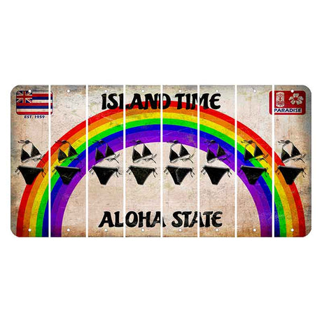 Hawaii Rainbow Island Time Cut License Plate Strips (Set of 8) Bikini