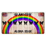 Hawaii Rainbow Island Time Cut License Plate Strips (Set of 8) Butterfly